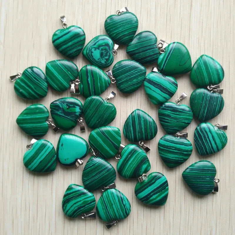 10pcs Natural Stone Crystal Heart Pendants Exquisite Jewelry