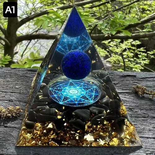 Energy Pyramid Orgonite Reiki Natural Amethyst Ball Healing Crystal