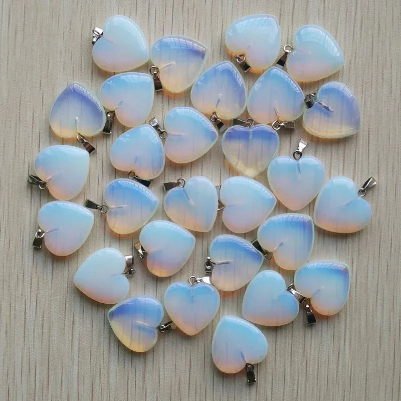 10pcs Natural Stone Crystal Heart Pendants Exquisite Jewelry