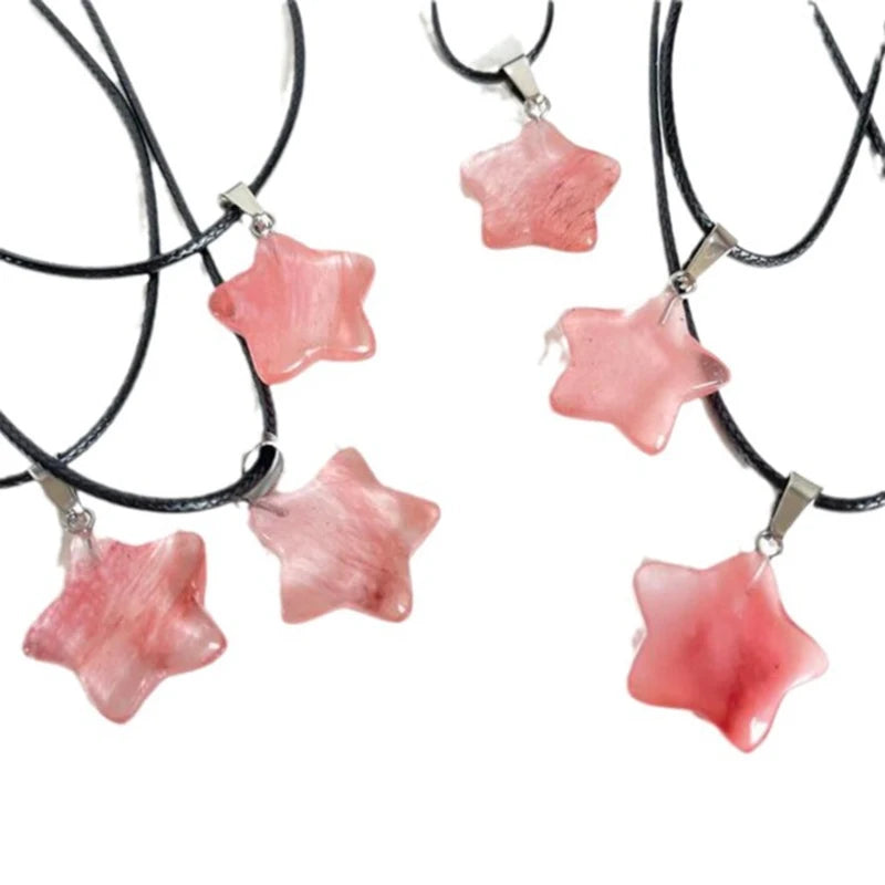 Pentagram Star Crystal Pendant Necklace Sacred Healing Gemstone