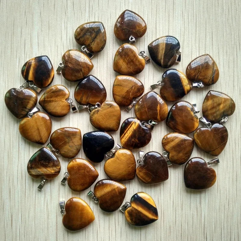 10pcs Natural Stone Crystal Heart Pendants Exquisite Jewelry