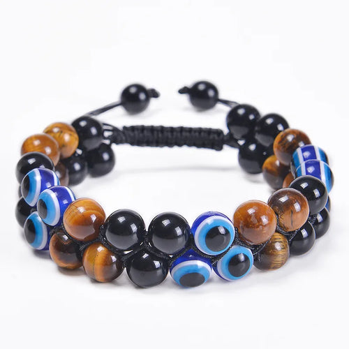 Triple Protection Bracelet 8mm Beads Bracelet Tigers Eye Black