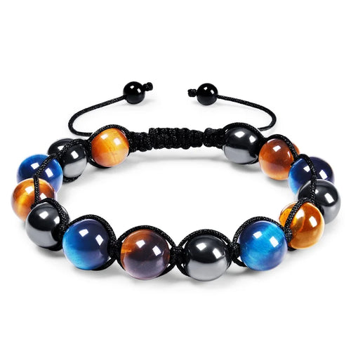 Triple Protection Bracelet 8mm Beads Bracelet Tigers Eye Black