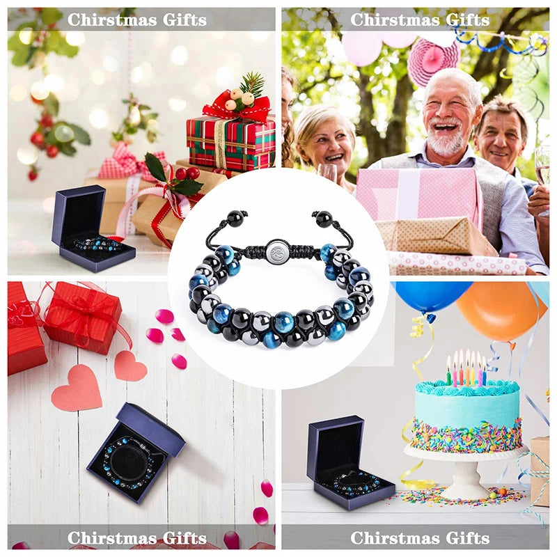 Triple Protection Bracelet 8mm Beads Bracelet Tigers Eye Black