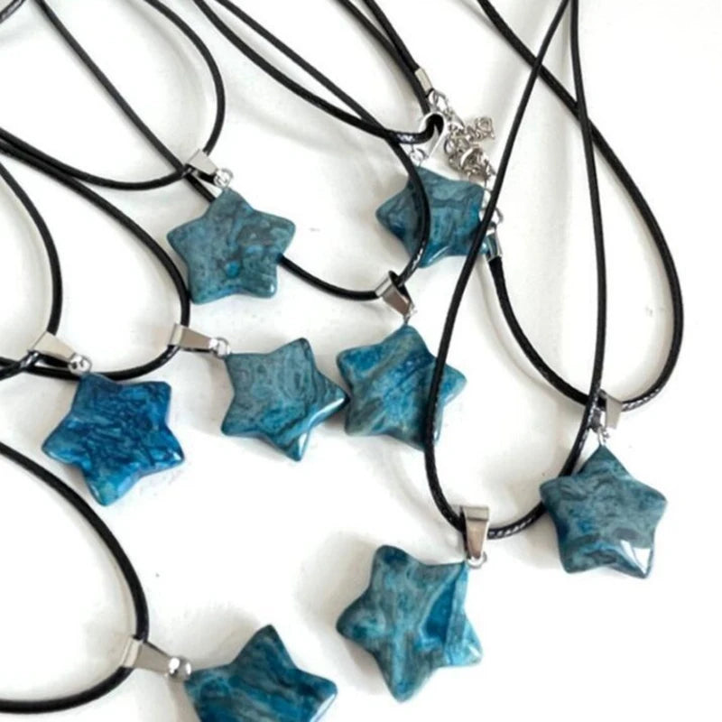 Pentagram Star Crystal Pendant Necklace Sacred Healing Gemstone