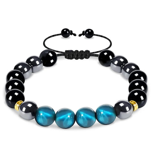 Triple Protection Bracelet 8mm Beads Bracelet Tigers Eye Black