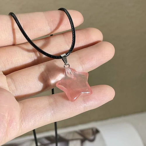 Pentagram Star Crystal Pendant Necklace Sacred Healing Gemstone