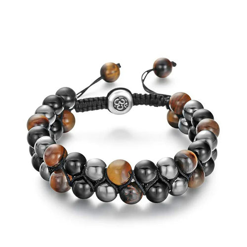 Triple Protection Bracelet 8mm Beads Bracelet Tigers Eye Black