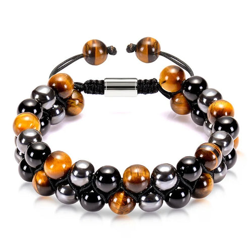 Triple Protection Bracelet 8mm Beads Bracelet Tigers Eye Black