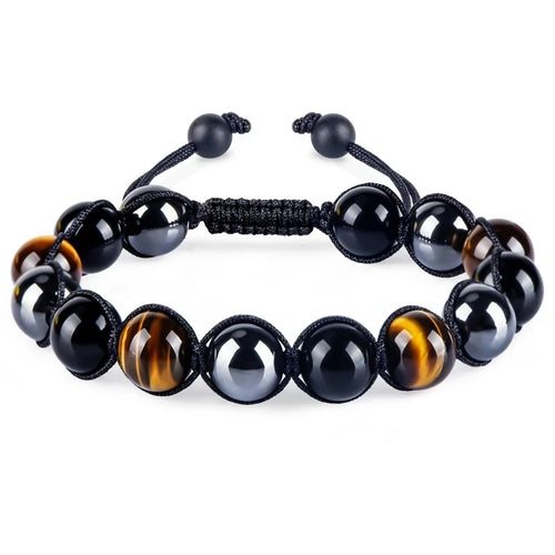 Triple Protection Bracelet 8mm Beads Bracelet Tigers Eye Black
