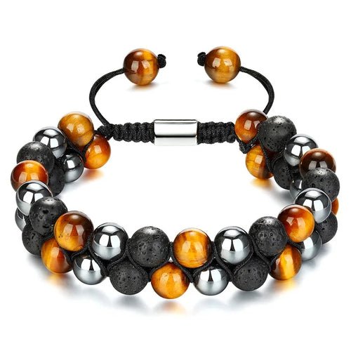 Triple Protection Bracelet 8mm Beads Bracelet Tigers Eye Black