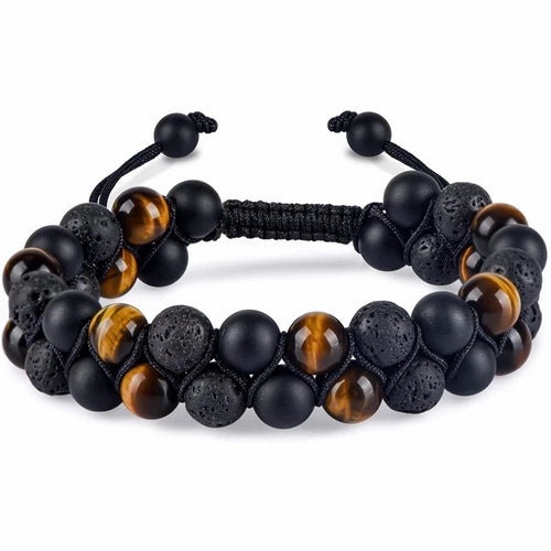 Triple Protection Bracelet 8mm Beads Bracelet Tigers Eye Black
