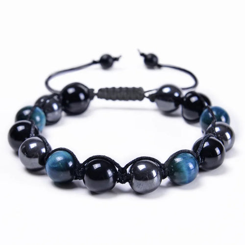 Triple Protection Bracelet 8mm Beads Bracelet Tigers Eye Black