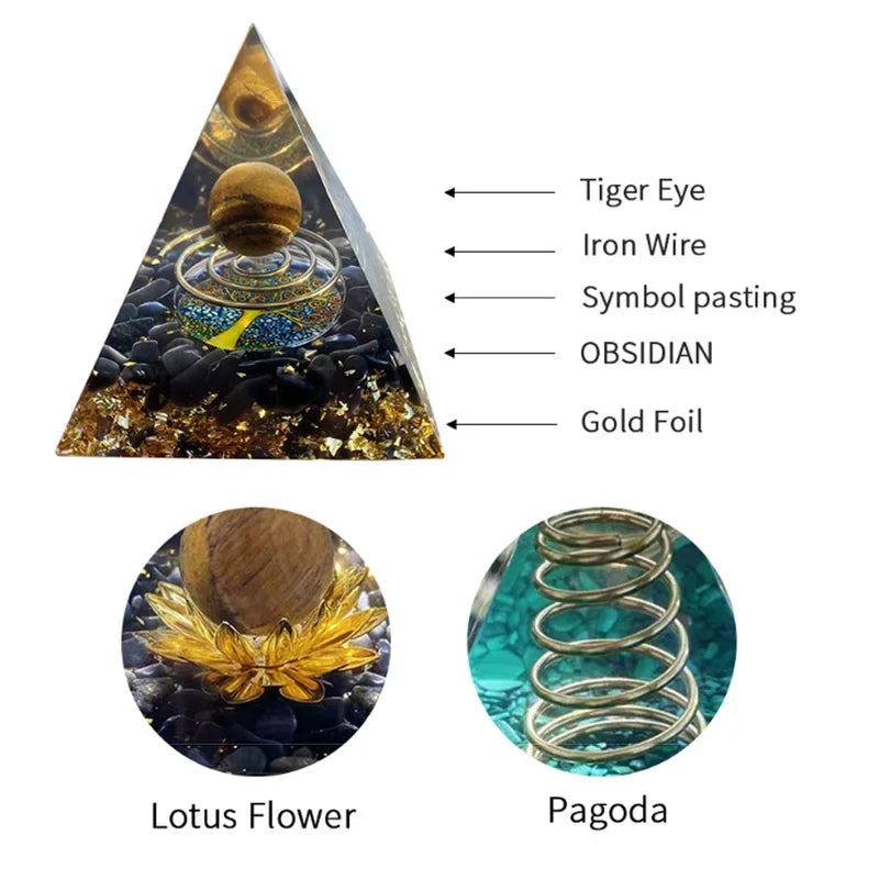 Energy Pyramid Orgonite Reiki Natural Amethyst Ball Healing Crystal