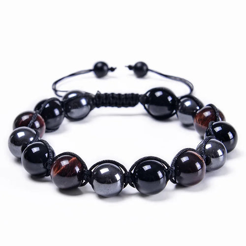 Triple Protection Bracelet 8mm Beads Bracelet Tigers Eye Black