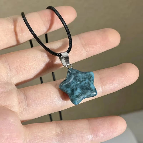 Pentagram Star Crystal Pendant Necklace Sacred Healing Gemstone