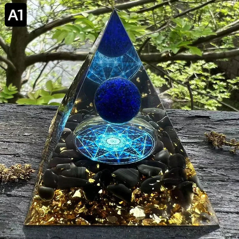Energy Pyramid Orgonite Reiki Natural Amethyst Ball Healing Crystal
