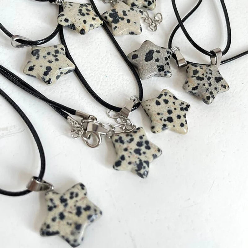 Pentagram Star Crystal Pendant Necklace Sacred Healing Gemstone