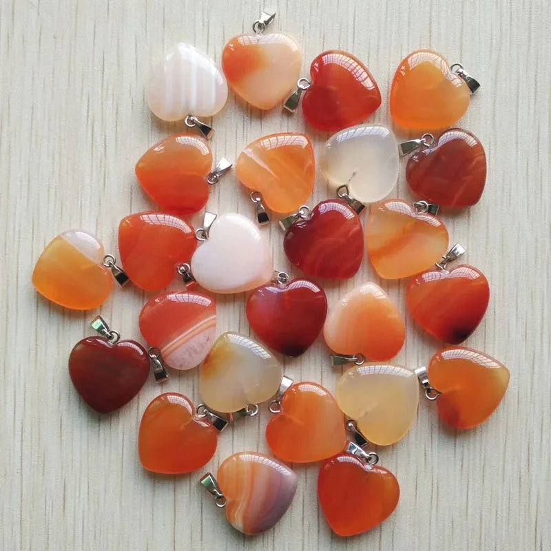 10pcs Natural Stone Crystal Heart Pendants Exquisite Jewelry