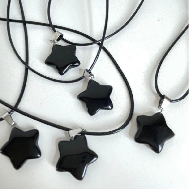 Pentagram Star Crystal Pendant Necklace Sacred Healing Gemstone