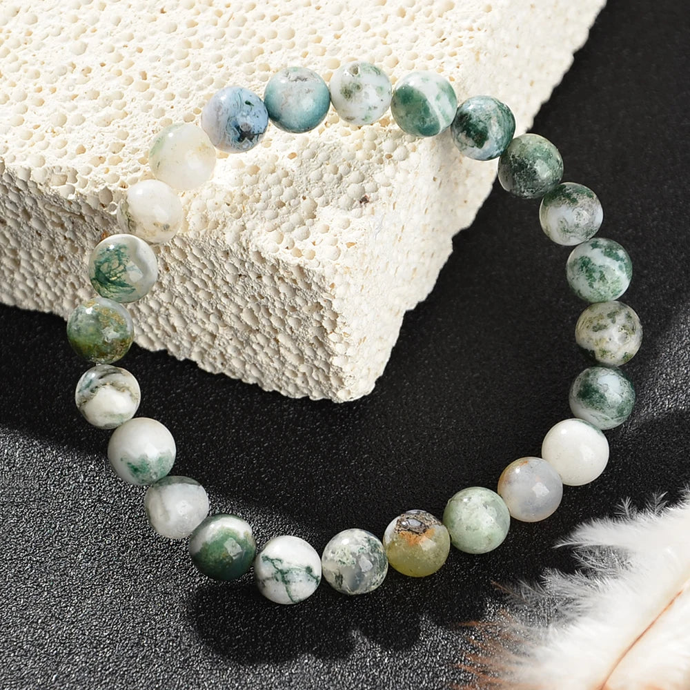 1 Piece of Depression Healing Crystal Bracelet. Dendritic Agate.