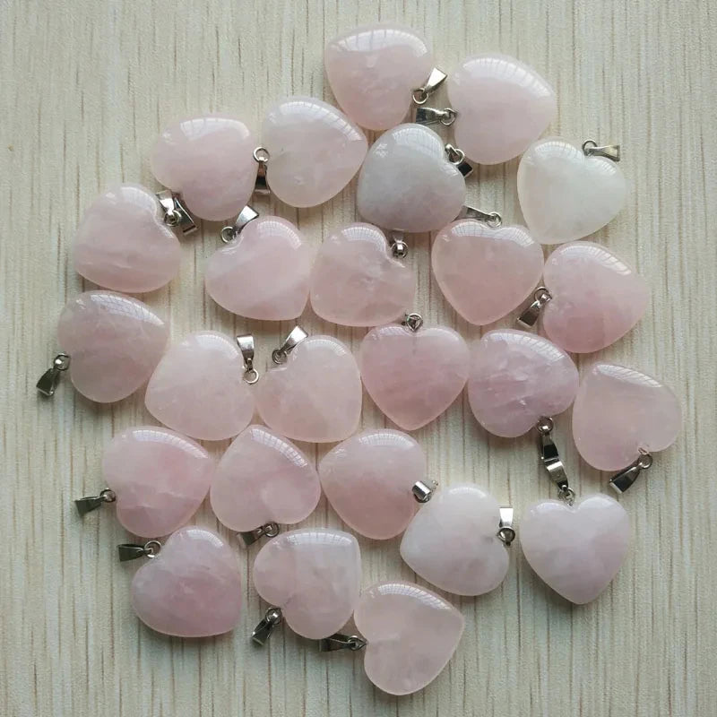 10pcs Natural Stone Crystal Heart Pendants Exquisite Jewelry