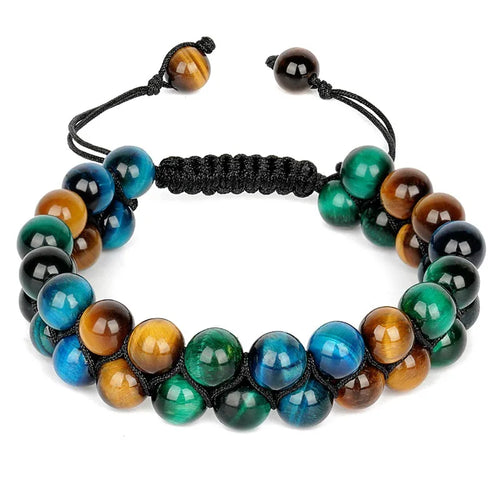Triple Protection Bracelet 8mm Beads Bracelet Tigers Eye Black